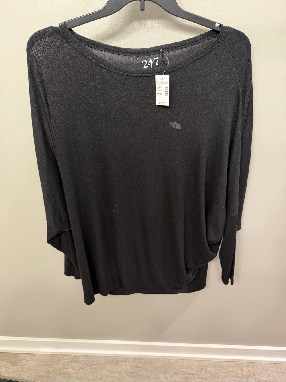 Maurices Black Lightweight Long-Sleeve Top